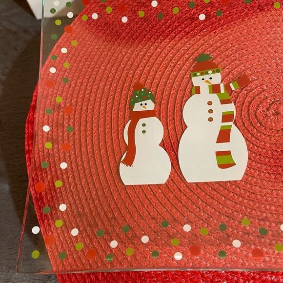 Pampered Chef Snowman Dots Divided Platter #3012 NWT - Picture 4 of 7